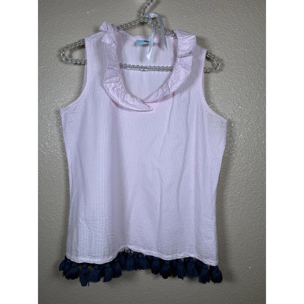 Haley And The Hound Sleeveless Shirt Size Small With Pompoms Whimsical‎ Fun